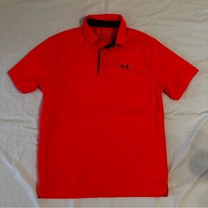 Men’s Under Armour Polo Size M Neon Orange Short Sleeve
